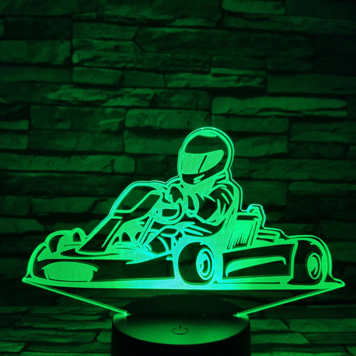 Gokart 7 színű 3D led lámpa