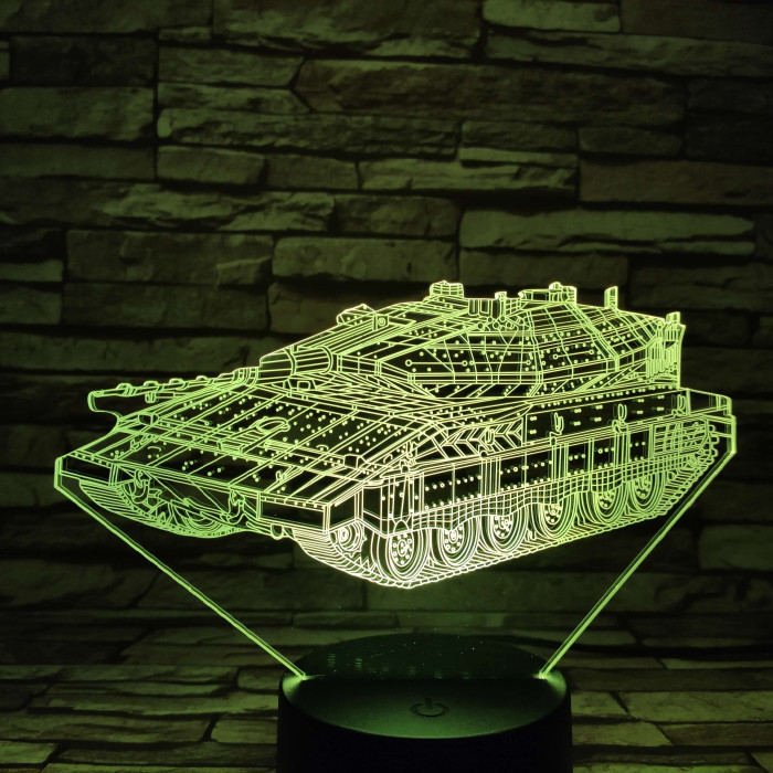 Lánctalpas tank 7 színű 3D led lámpa