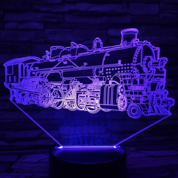 Mozdony 7 színű 3D led lámpa