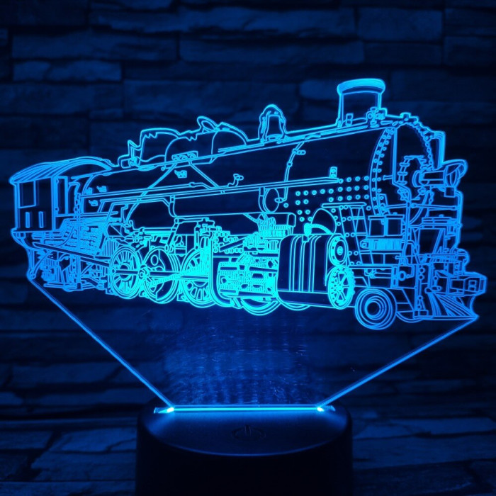 Mozdony 7 színű 3D led lámpa