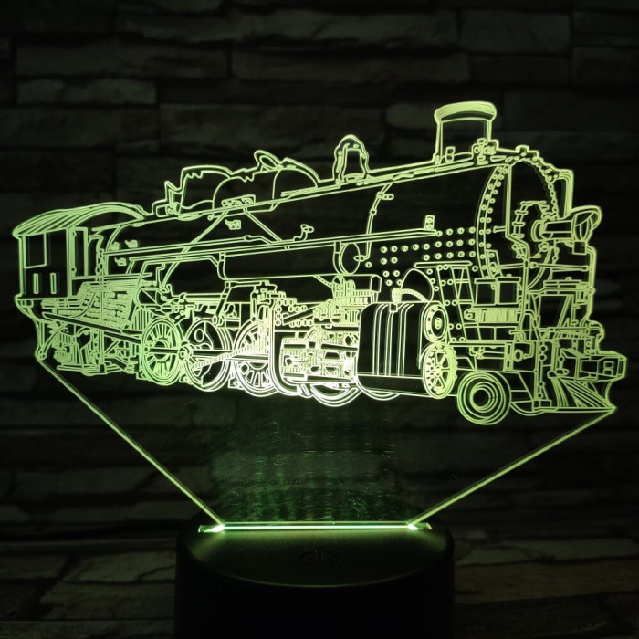 Mozdony 7 színű 3D led lámpa