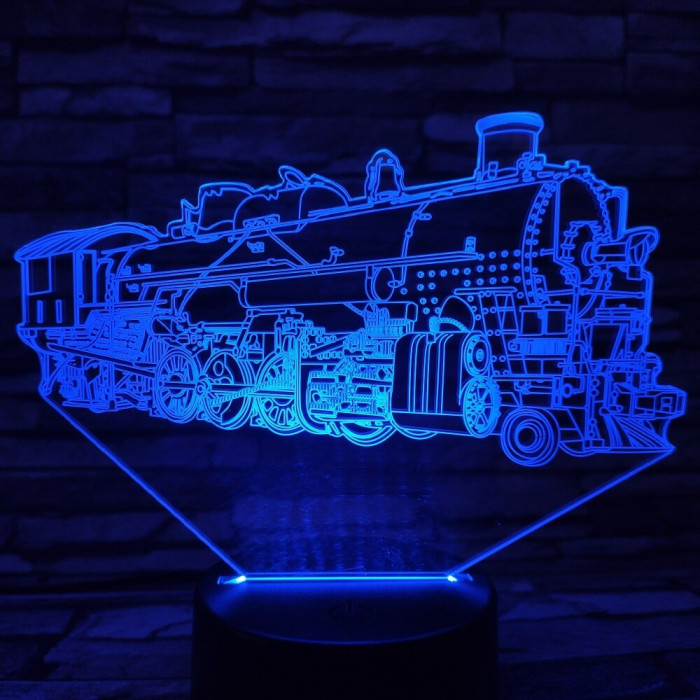 Mozdony 7 színű 3D led lámpa