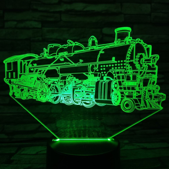 Mozdony 7 színű 3D led lámpa