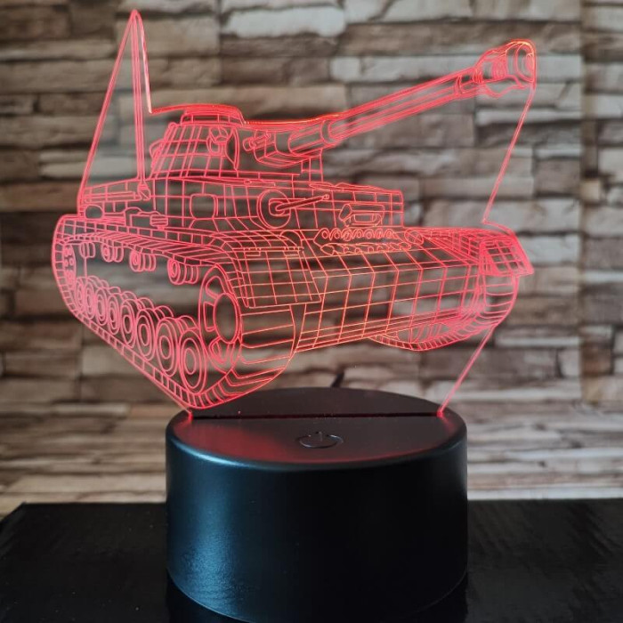 Tank lánctalpas 7 színű 3D led lámpa