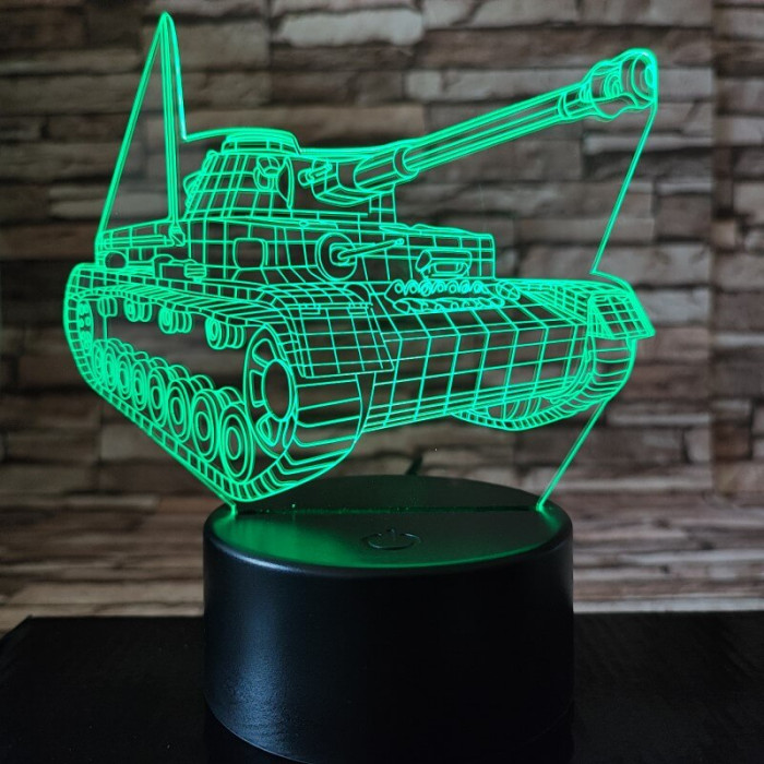 Tank lánctalpas 7 színű 3D led lámpa
