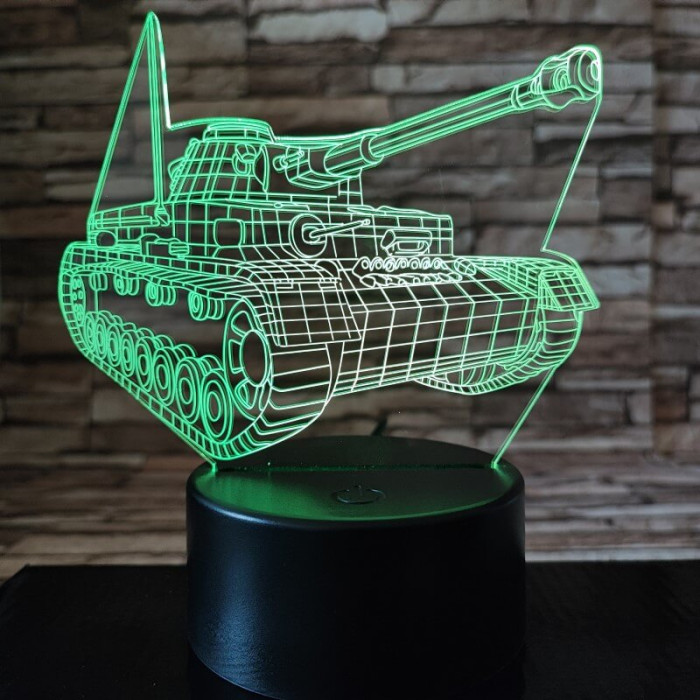 Tank lánctalpas 7 színű 3D led lámpa