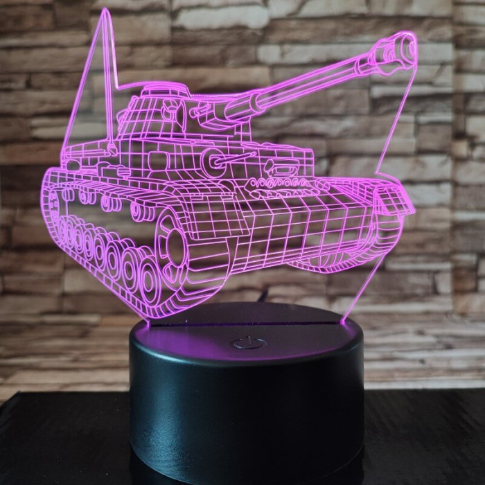 Tank lánctalpas 7 színű 3D led lámpa