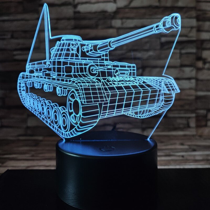 Tank lánctalpas 7 színű 3D led lámpa