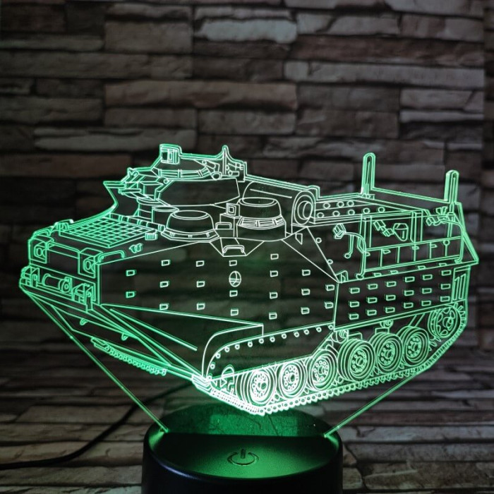 Tank páncélos 7 színű 3D led lámpa