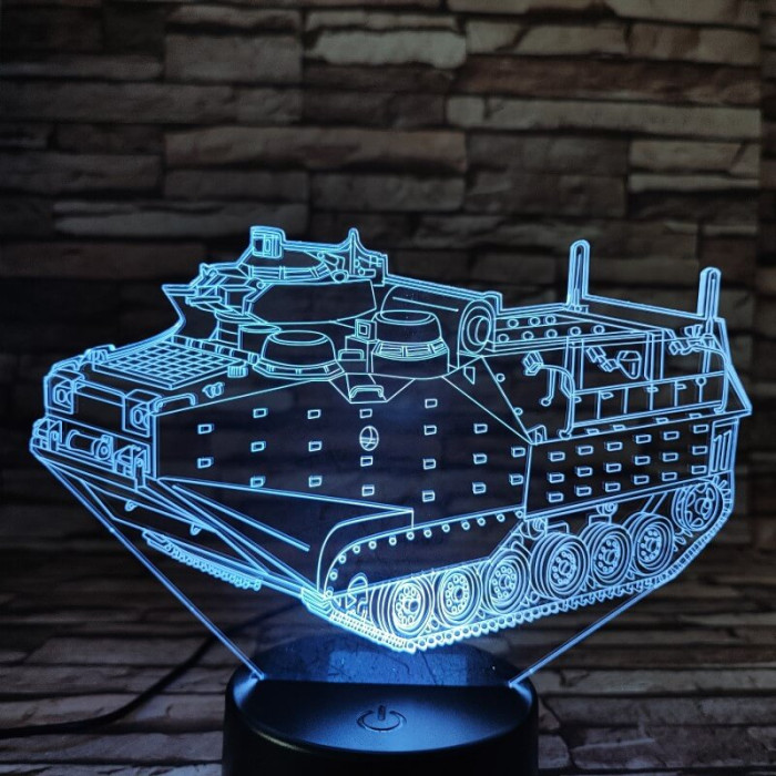 Tank páncélos 7 színű 3D led lámpa