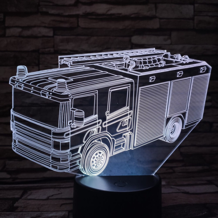 Tűzoltó autó 7 színű 3D led lámpa