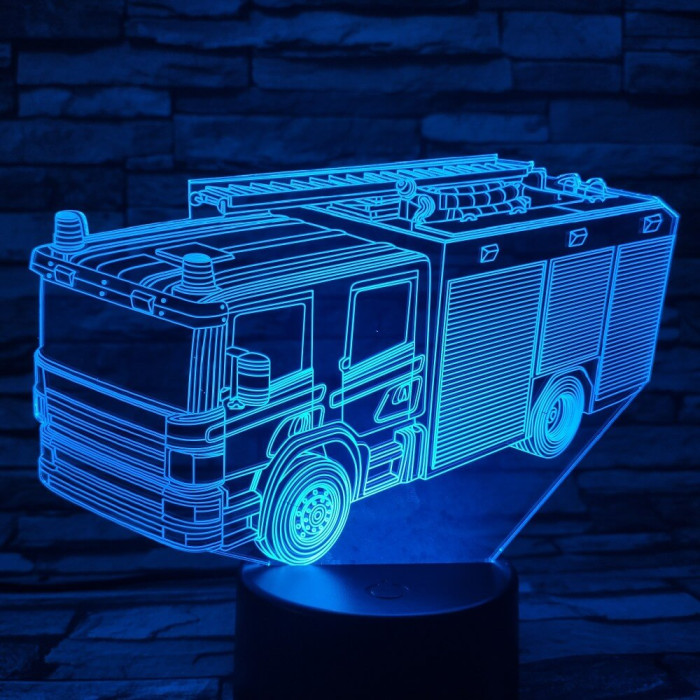 Tűzoltó autó 7 színű 3D led lámpa