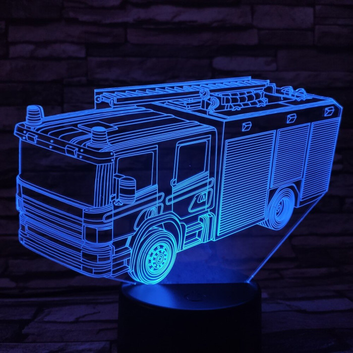 Tűzoltó autó 7 színű 3D led lámpa