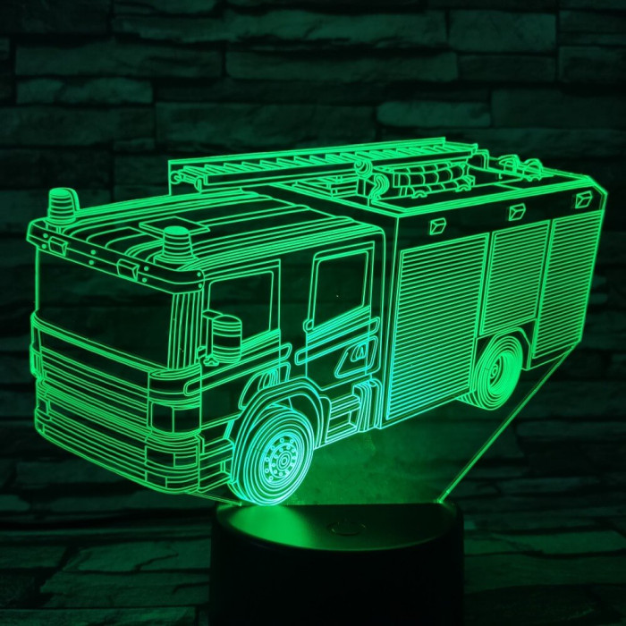 Tűzoltó autó 7 színű 3D led lámpa