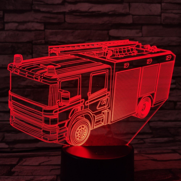 Tűzoltó autó 7 színű 3D led lámpa