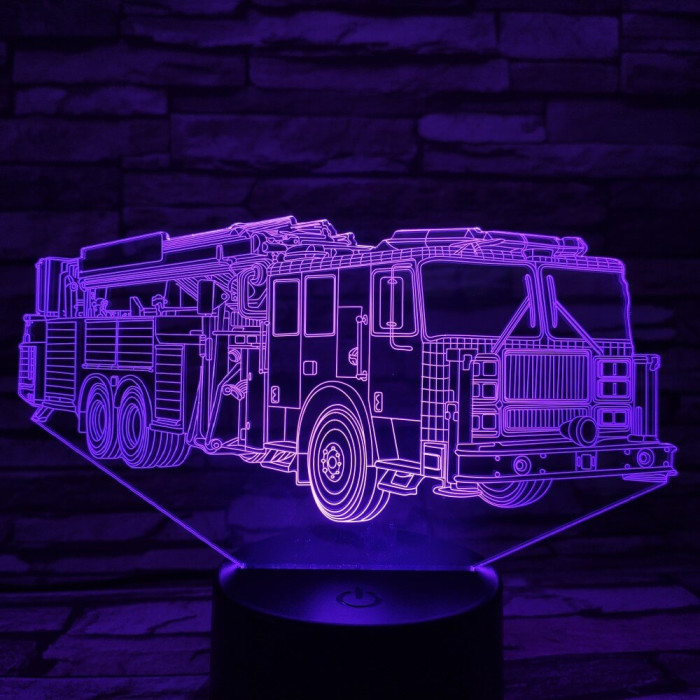 Tűzoltóautó 7 színű 3D led lámpa