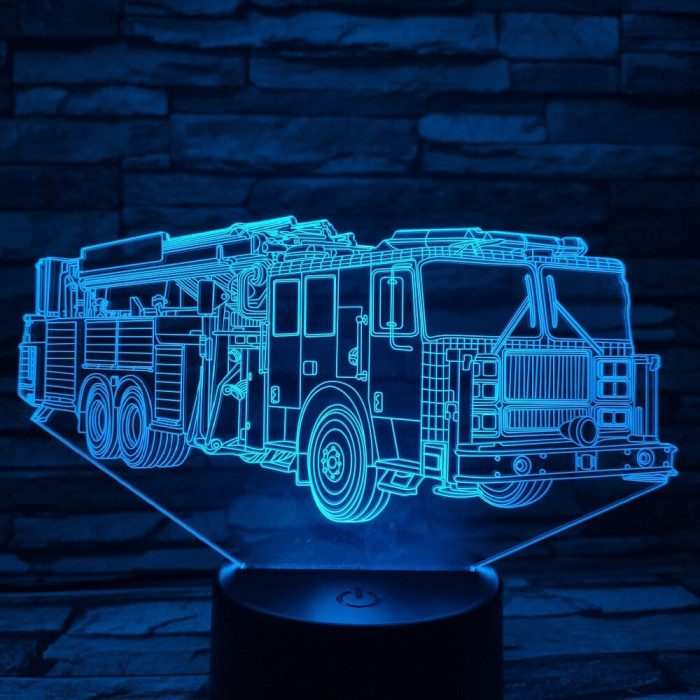 Tűzoltóautó 7 színű 3D led lámpa
