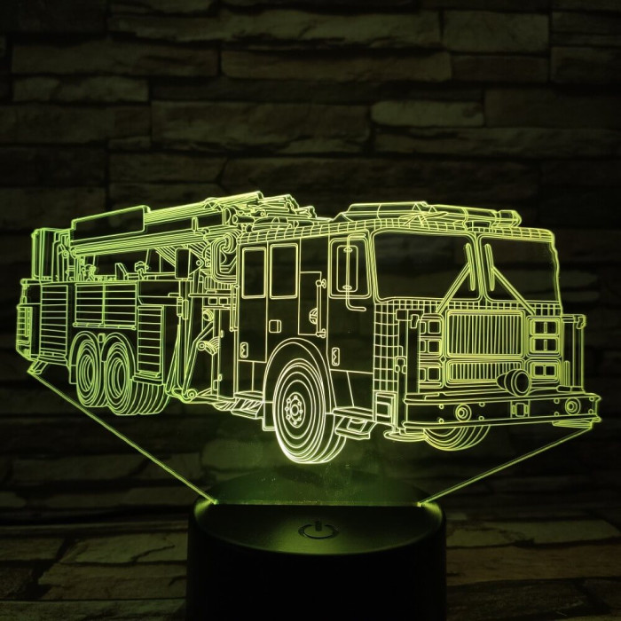 Tűzoltóautó 7 színű 3D led lámpa