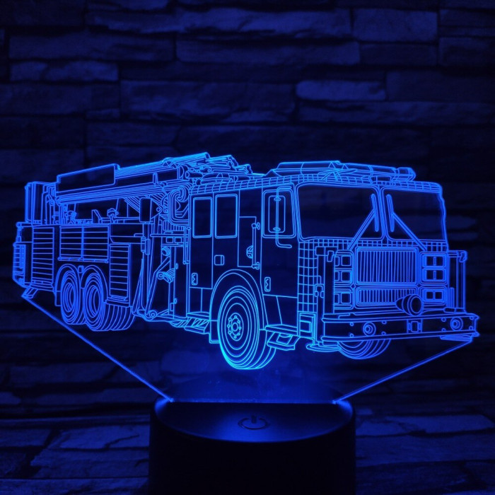 Tűzoltóautó 7 színű 3D led lámpa