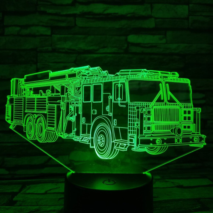 Tűzoltóautó 7 színű 3D led lámpa