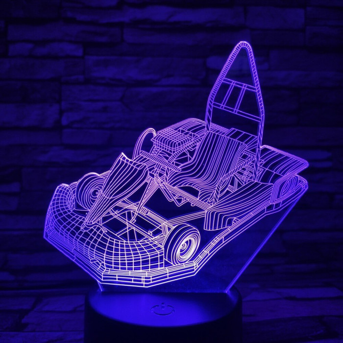 Gokart 7 színű 3D led lámpa