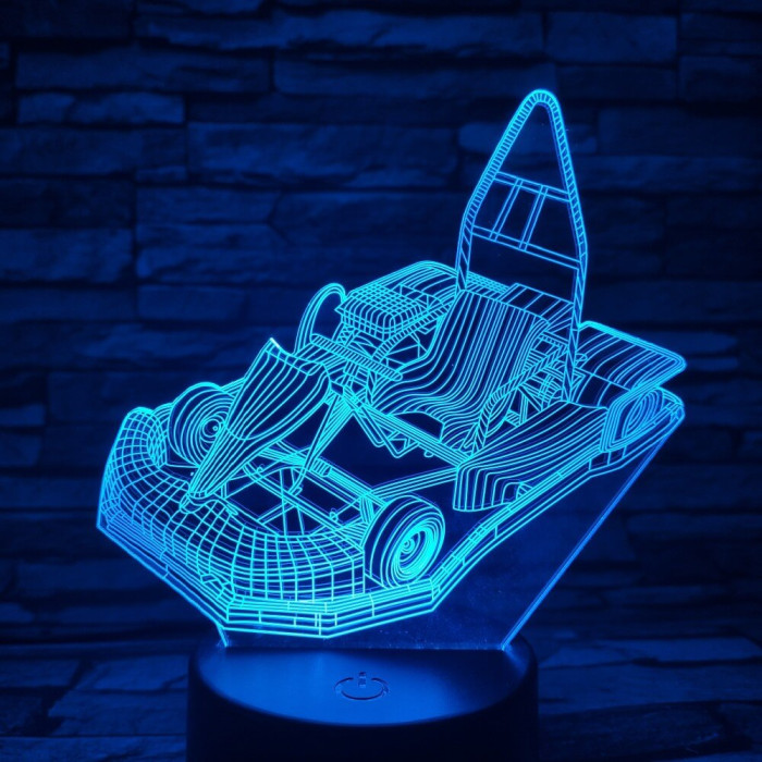 Gokart 7 színű 3D led lámpa