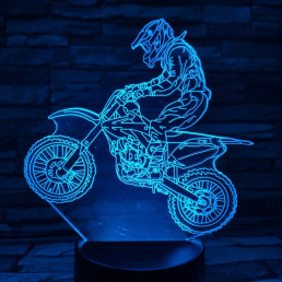 Egykerekező Motoros ember 7 szinű  3D led lámpa