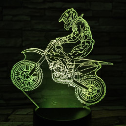 Egykerekező Motoros ember 7 szinű  3D led lámpa