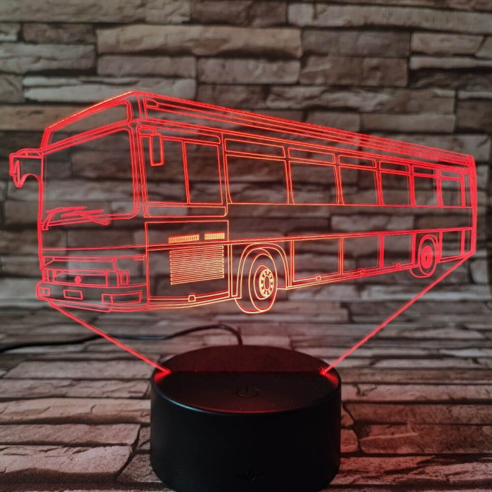 Busz 7 színű 3D led lámpa