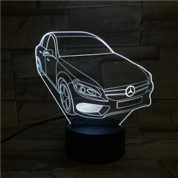 Mercedes Autó 7 színű 3D led lámpa