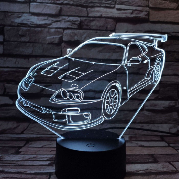 Rally Autó  7 színű 3D led lámpa