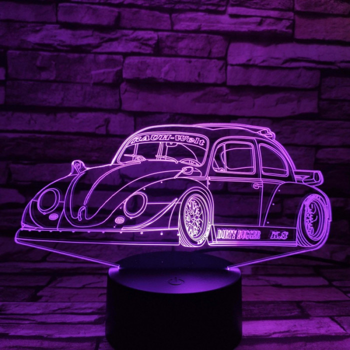 Bogár Sport autó  7 színű 3D led lámpa