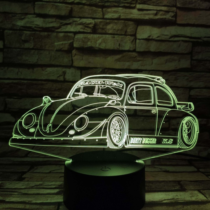 Bogár Sport autó  7 színű 3D led lámpa