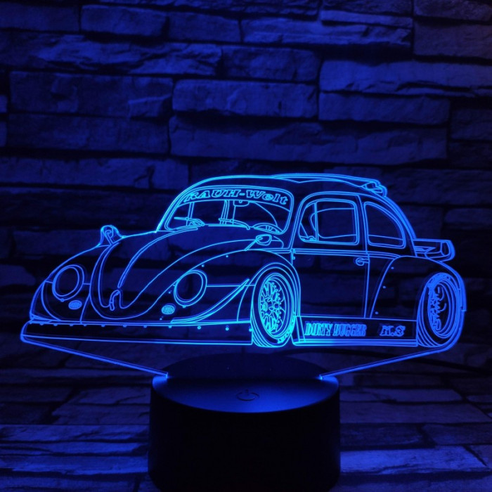 Bogár Sport autó  7 színű 3D led lámpa