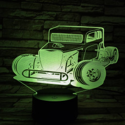 Hot Rod Autó 7 színű 3D led lámpa