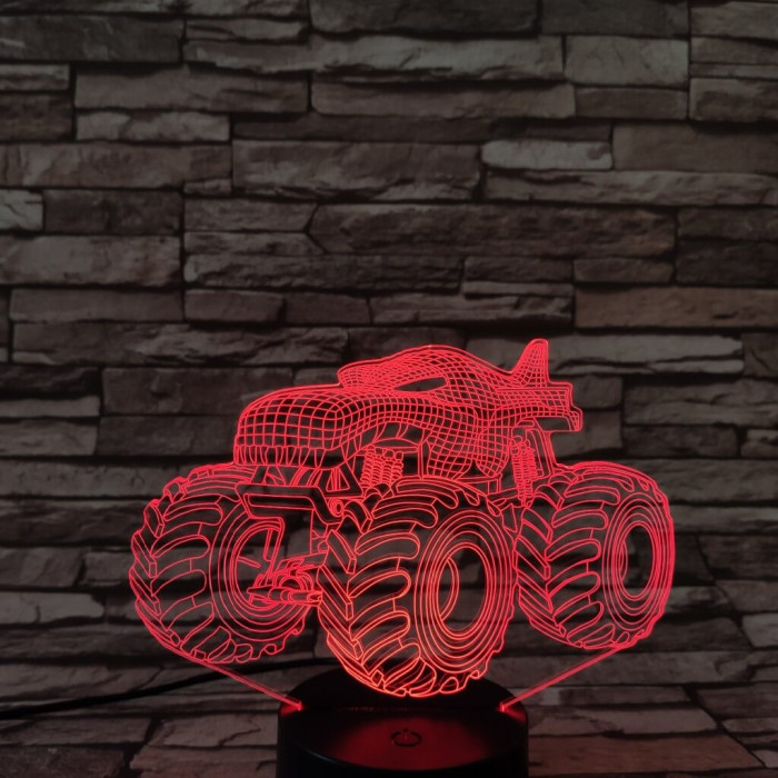 Monster Truck  7 színű  3D led lámpa
