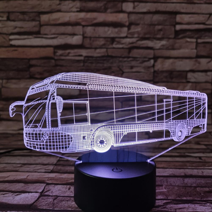 Autóbusz 7 színű 3D led lámpa