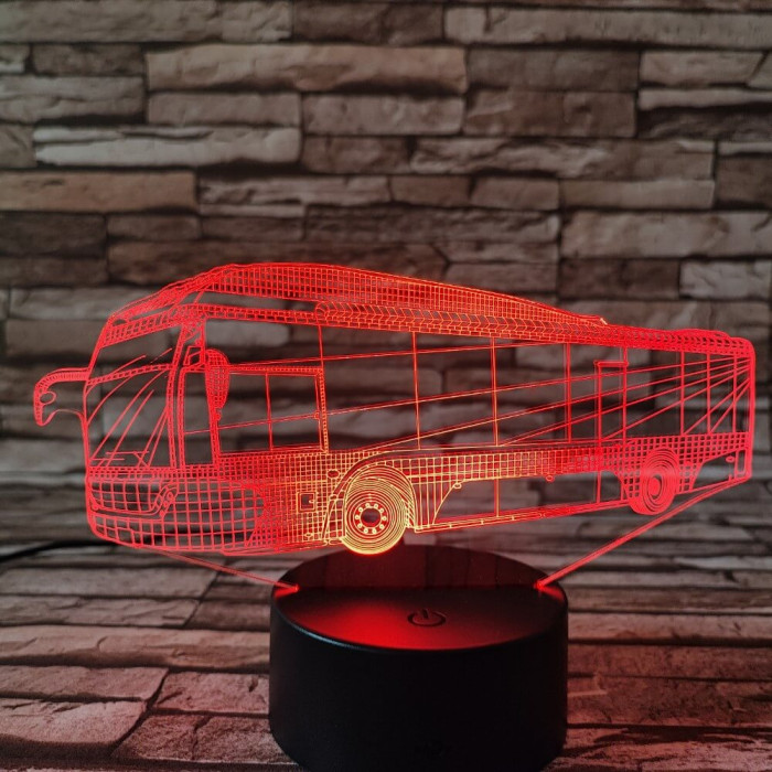 Autóbusz 7 színű 3D led lámpa