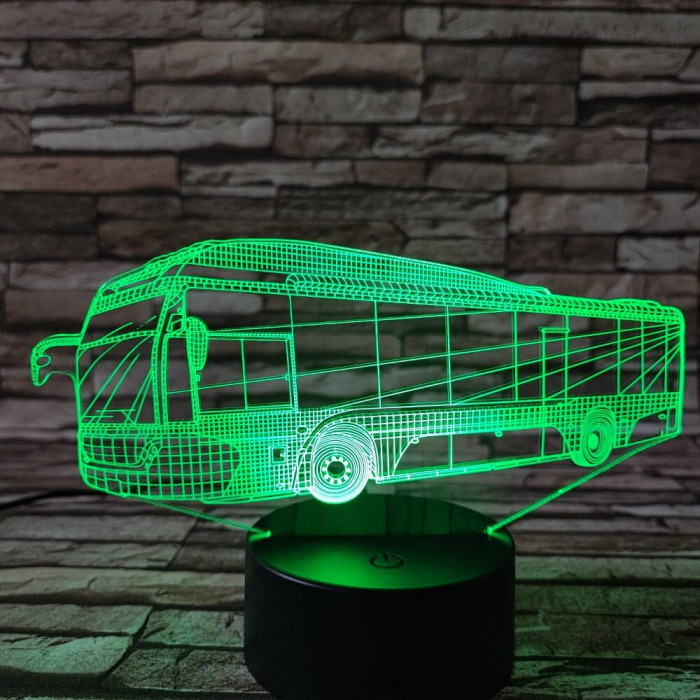 Autóbusz 7 színű 3D led lámpa