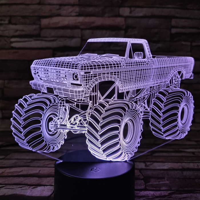 Monster Truck  3 7 színű  3D led lámpa