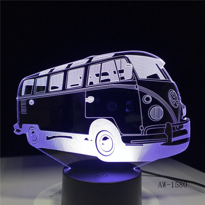 Retro Kisbusz 3D led lámpa