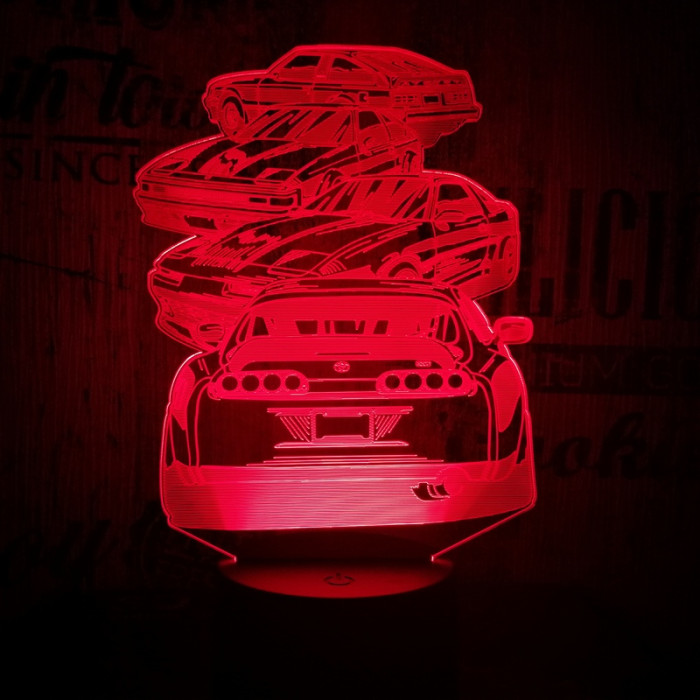 4 Autó 7 színű 3D led lámpa