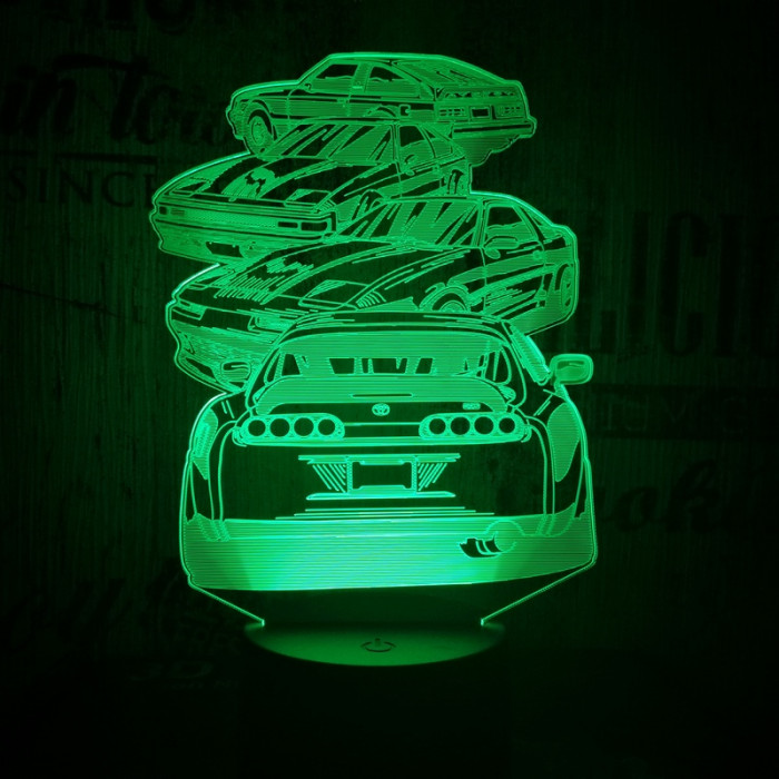 4 Autó 7 színű 3D led lámpa