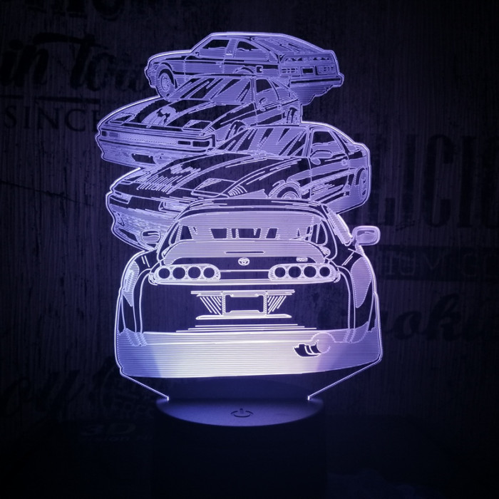 4 Autó 7 színű 3D led lámpa