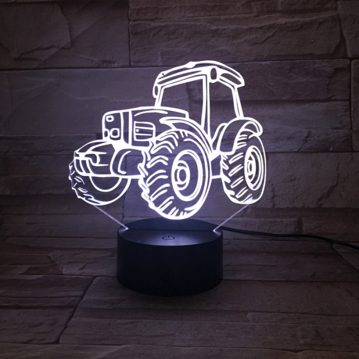 Traktor 7 színű 3D led lámpa