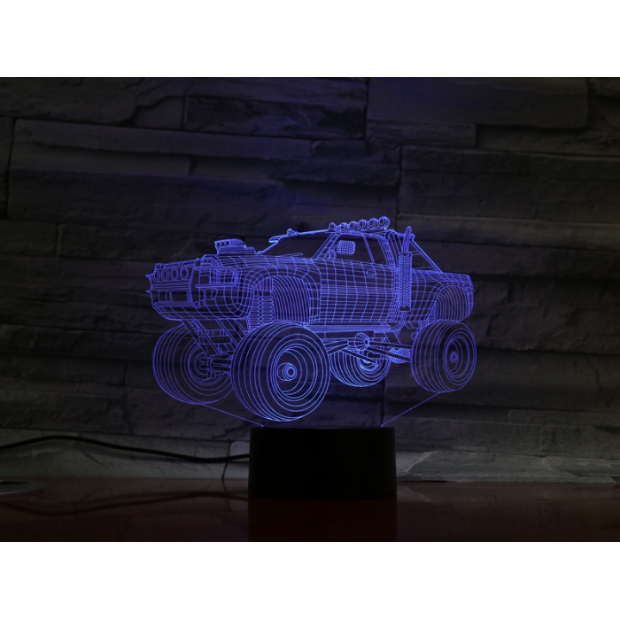 Monster Truck  7 színű  3D led lámpa