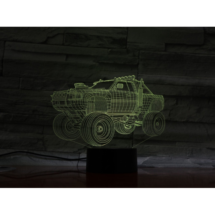 Monster Truck  7 színű  3D led lámpa