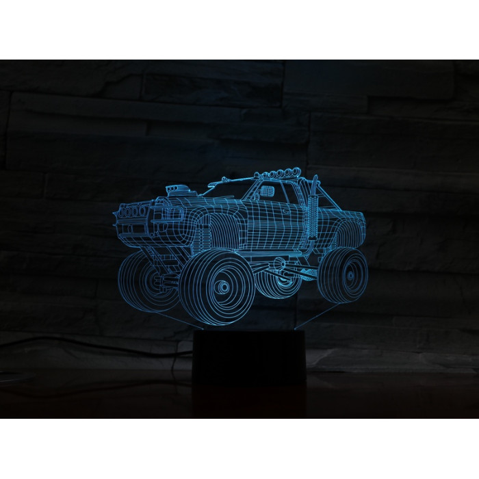Monster Truck  7 színű  3D led lámpa