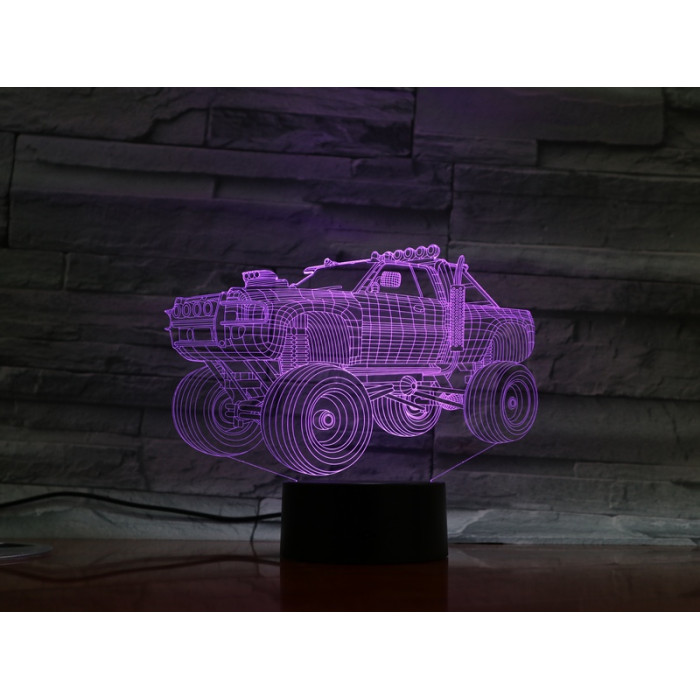 Monster Truck  7 színű  3D led lámpa