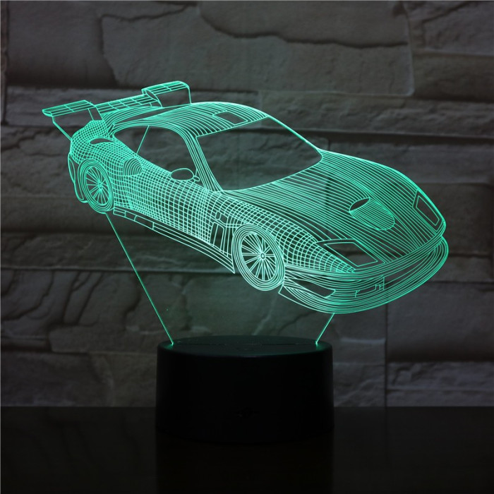 Rally Autó  7 színű 3D led lámpa
